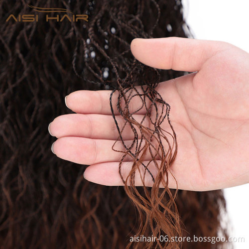 Aisi Hair Synthetic Twist Braided Lace Front Long Wavy Wigs Ombre Brown Senegalese Lace Front Long Braided Wigs For Women